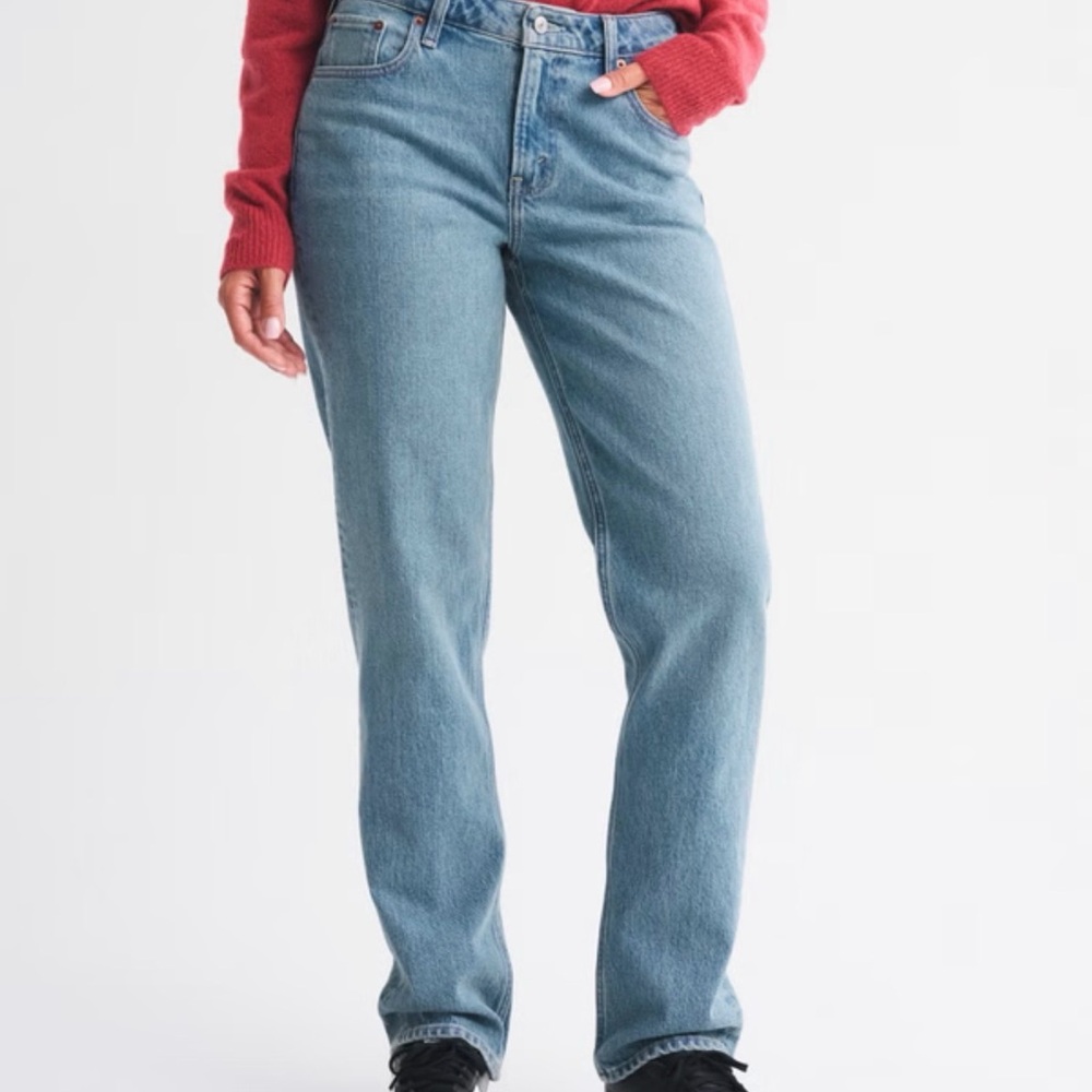 Classic High-Rise Straight Leg Jeans - Light Blue
